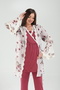 Women's Burgundy Patterned Double Breasted Lace Maternity Maternity Pajama Set with Dress - 4