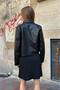 Women's Black Crop Faux Leather Jacket – Zippered, Lace-Up, Biker Style - 7