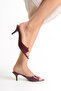 Burgundy Patent Leather Women's Kitten Heeled Slippers with Pointed Toe Cherry Red - 3