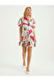 Printed Viscose Dress with Stripes Accessory Details - 2