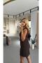 Gold Button Detail Vest Skirt Coffee Suit - 5