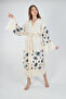 Kimono Kaftan Cotton Printed Belted 1 Piece Unisex Muslin Fabric Peshtemal Bathrobe - 4
