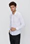 Men's White Long Sleeve Plain Fabric Hard Collar Pocketless Cotton Basic Slim Fit Shirt 1004250057_600 - 3