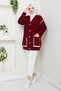 Women's Stripe Detailed Pocketed Thessaloniki Knitted Casual Sweater Cardigan - 3