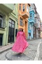 Hijab Red Daisy Poplin Flared Dress - 4