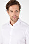 Men's White Long Sleeve Half Italian Collar Non Iron Slim Fit Cotton Shirt 1004250267 - 3
