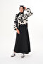 Puff Scuba Black Women's Flared Skirt with Elastic Waist