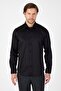 Men's Black Rigid Collar 100% Cotton Slim Fit Shirt 1004250324