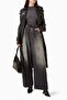 Black Size Coat - Faux Leather - 100% Polyester - Stylish Design with Adjustable Belt - 2