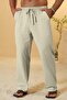 Ghassy Co. Men's 100% Cotton Muslin Linen Blend Comfortable Ultra Light Home Inside/Outside Linen Pants - 3