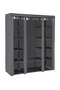 Fabric Canvas Wardrobe Clothes Storage Organizer Grey 130 x 175 x 45cm