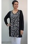 Black V-Neck Front Piece Black and White Garnish Size Whole Coming Low Sleeve Combed Viscose T-Shirt