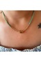 Green Beaded Steel Heart Necklace 40+5Cm-Gold Color Acr6068
