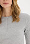 Coool Fitted Button Collar Rib Gray Women's Long Sleeve T-Shirt E7680Ax/Gr210 - 4