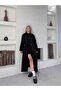 Women's Black Trench Coat Long Belted New Season Stylish and Modern Outerwear - 4