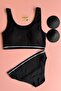 White Line 2-Pack |   Black and Light Blue Color Cotton Rib Women's Tank Top and Panty Set - 3