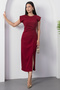 Crew Neck Buckled Ruched Dress YZC25Y228