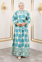 Oyster Patterned Viscose Long Hijab Dress Tsd250212 Mint Green
