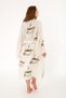 Muslin Kimono 100% Cotton Coffee Brown Printed Patterned Bathrobe Kaftan Dressing Gown