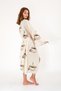Muslin Kimono 100% Cotton Coffee Brown Printed Patterned Bathrobe Kaftan Dressing Gown - 4