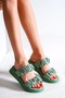 Green Women's 3 cm Wedge Heel - 4