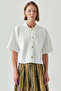 Short Sleeve Knitwear Garnished Poplin Regular Shirt