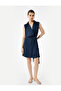 Aerobin Fabric Shirt Collar Sleeveless Mini Double Breasted Satin Dress - 2