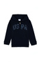 Girl's Navy Blue Sequin Embroidered Hooded Basic Sweatshirt 50314936-Vr033