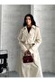 Double Breasted Collar Off White Trench Coat - 4