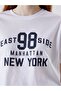 Xside White Crew Neck New York Printed Women's T-Shirt - 3