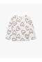 Heart Patterned Ecru Baby Girl Long Sleeve T-Shirt 6Wmg10088Ak