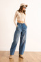 Women's Medium Blue High Waist Side Pocket Boyfriend Jean Jea-19000122 - 3