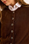 Women's Brown Crew Neck Button Detailed Basic Beard Cardigan Hrk-19000368 - 6