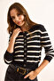 Women's Black Striped Button Detailed Soft Textured Beard Cardigan Hrk-19000367 - 5