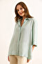Women's Mint Green Three Quarter Sleeve Pleated Back Textured Shirt Gml-19001386 - 5