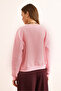 Women's Candy Pink Lemon Embroidered Crop Thick Sweatshirt with Fleece Inside Swt-19000716 - 5