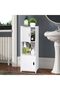 FFD Slim Bathroom Storage Cabinet – Waterproof PVC Organizer Shelf with Doors – 80cm Tall - 6