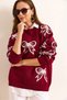 Women's Burgundy Bow Detailed Oversize Knitwear Sweater Kzk-19000971