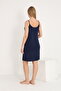 Striped Detail Midi Length Strappy Maternity and Postpartum Robe Nightdress Set - 7