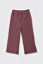 Girl's Elastic Waist Wide Leg Rose Sweatpants with Stitching Detail - 4