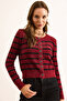 Women's Burgundy Striped Button Detailed Soft Textured Beard Cardigan Hrk-19000367 - 3