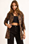 Women's Camel Pocket Sleeve Fold Detail Hooded Wool Effect Jacket Ckt-19000457 - 3