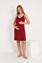 Striped Detail Midi Length Strappy Maternity and Postpartum Robe Nightdress Set - 5