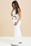 White Bow Printed Wide Leg Girls' Hooded Sweatpants 23426 - 5