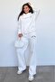 Ecru Hooded Printed Women's Tracksuit Set Mg2524 - 2