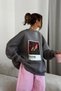 Women's Oversize Sweat Dress Smoked – 3 Thread Raised, Crew Neck, Pantone - Princess Print - 4