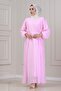 Pera Dress with Lace-Up Waist-Pink - 3