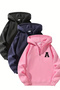 Unisex Zippered Hooded Oversize a Logo Printed Sweatshirt – Black / Navy Blue / Pink