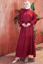 Bolero Ruffle Waist Elastic Dress Burgundy Hm2804 - 3
