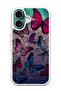 Protective Case Cover For APPLE IPHONE 16 Glitters Butterflies (White Bumper)